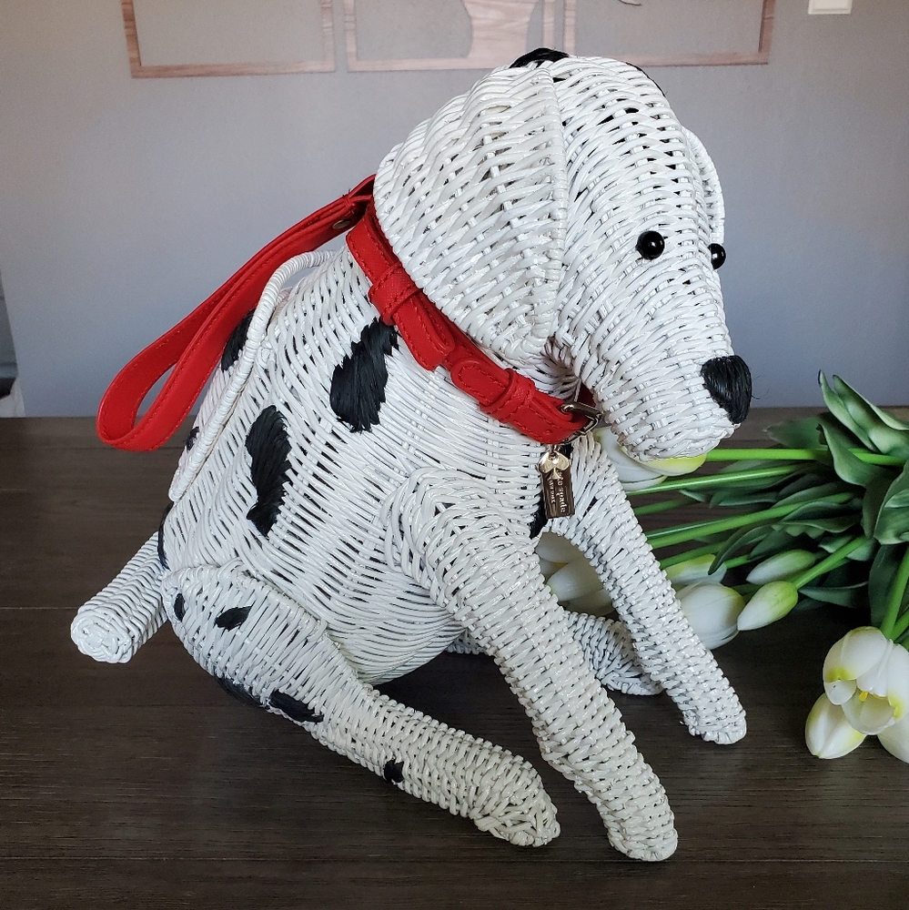 Kate spade wicker dalmatian dog handbag purse